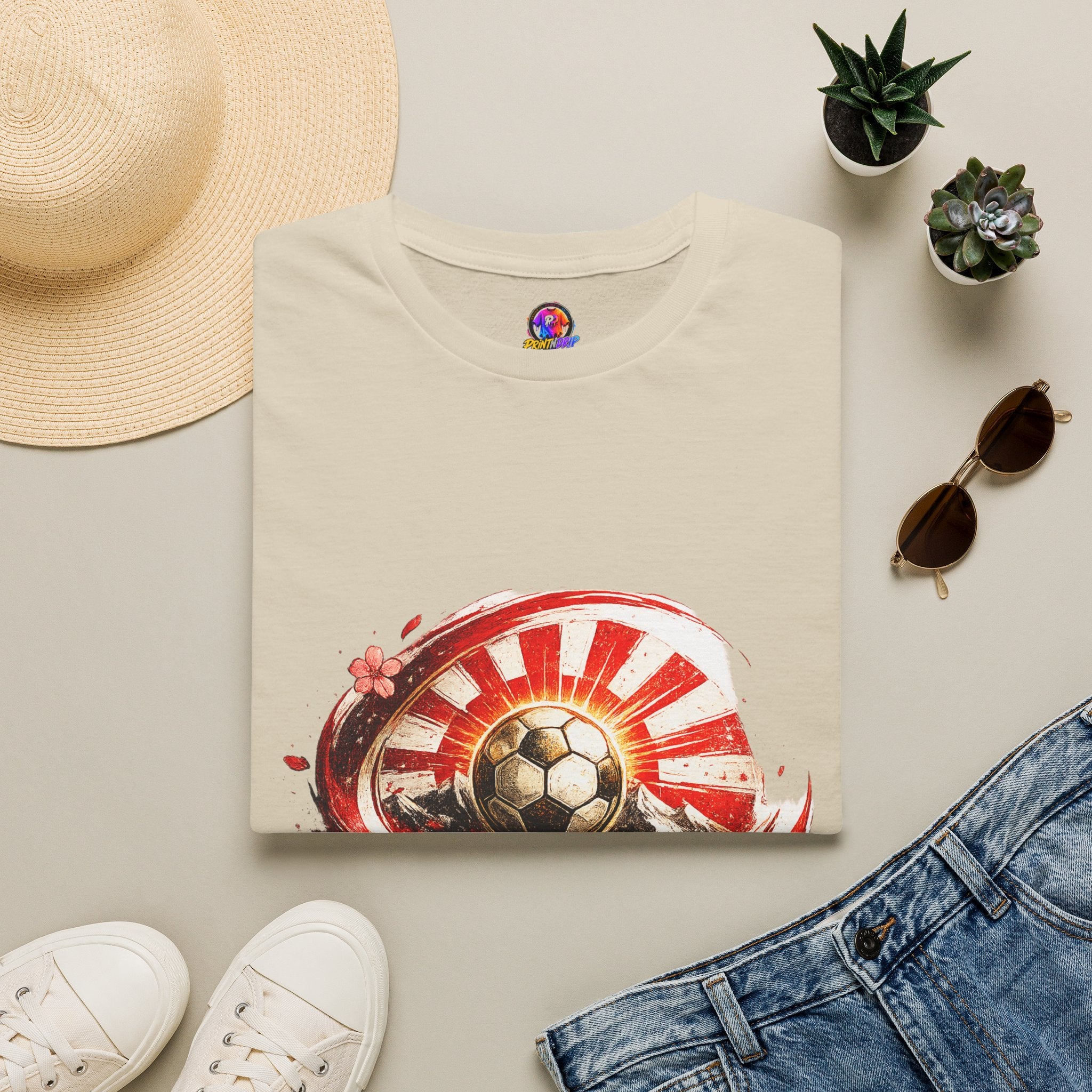 Japan Soccer T‑Shirt — Rising Sun Football Graphic
