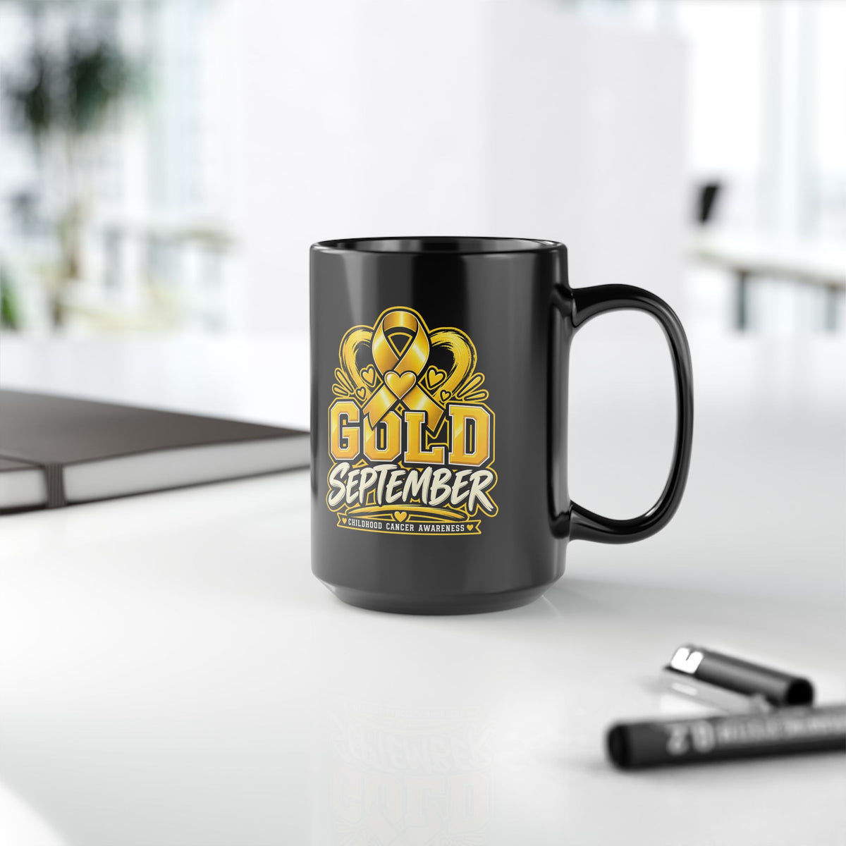 Gold September Mug — Childhood Cancer Awareness Coffee Cup (11oz/15oz)