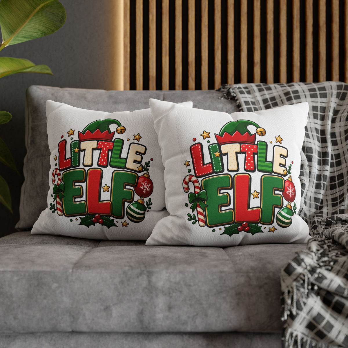 Little Elf Christmas Pillowcase — Cute Holiday Kids Decorative Pillow Cover