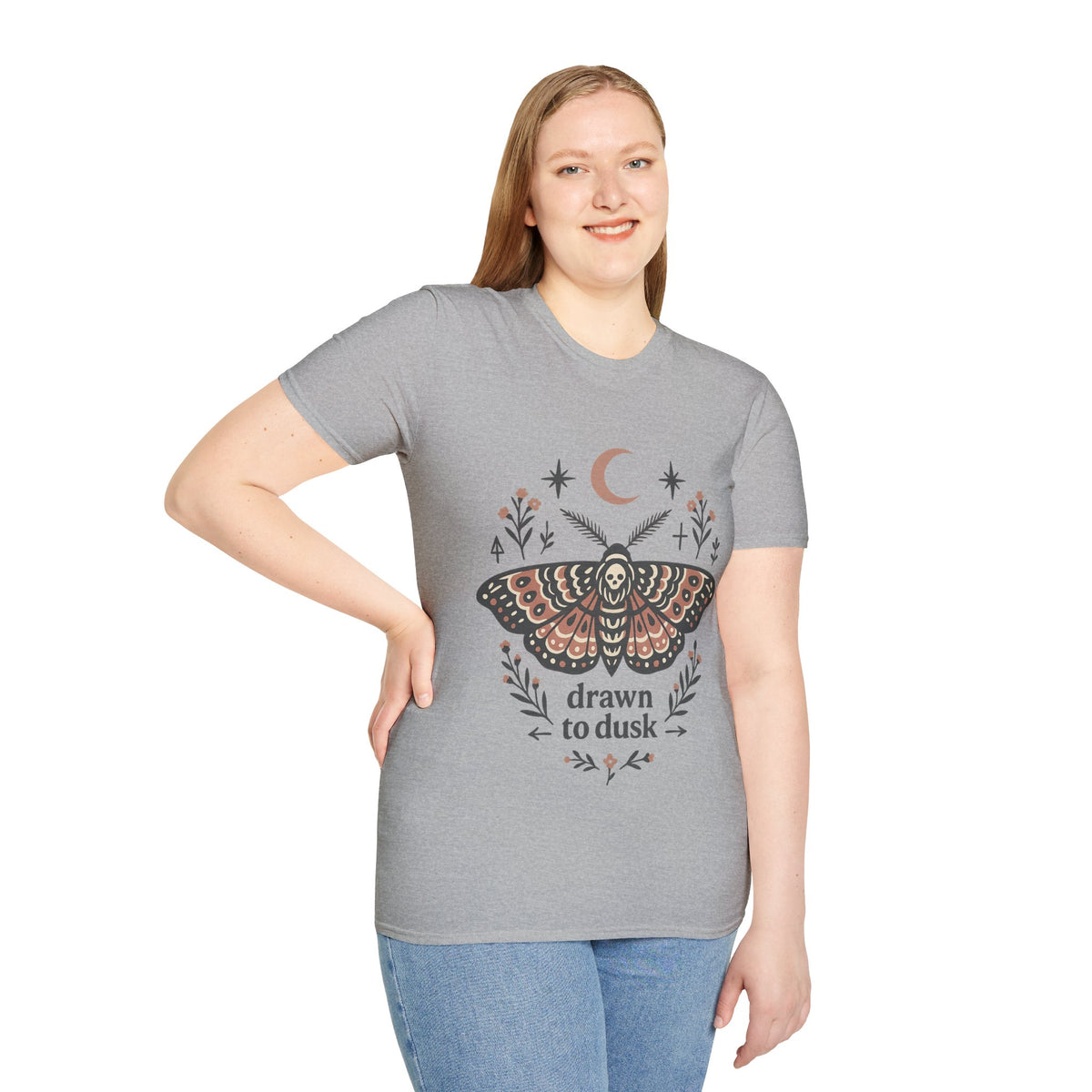 Mystic Moth T-Shirt — Crescent Moon & Floral Boho Graphic - Trending Now- August 2026