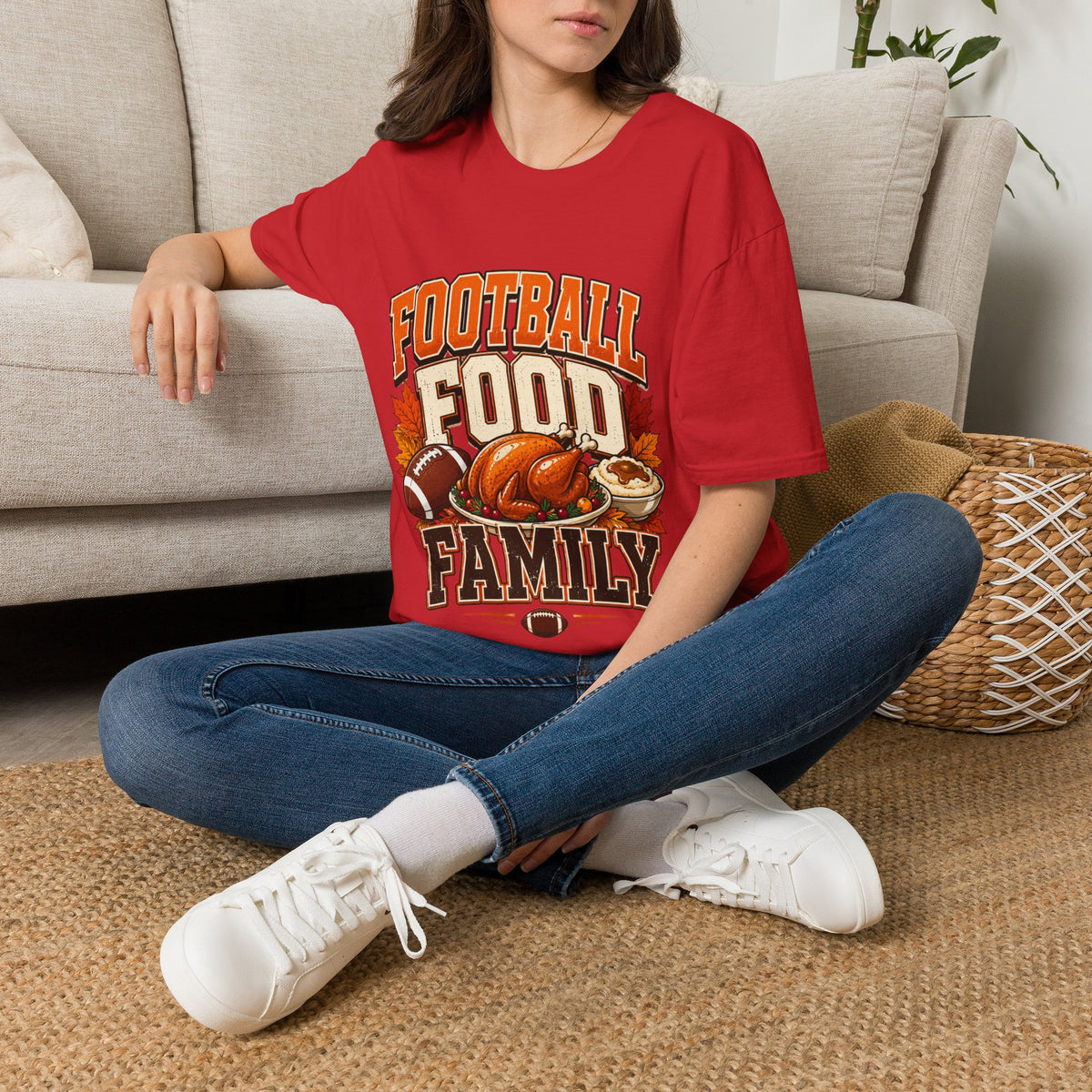 Thanksgiving T-Shirt Football Food Family T-Shirt — Thanksgiving Tailgate Tee for Fans