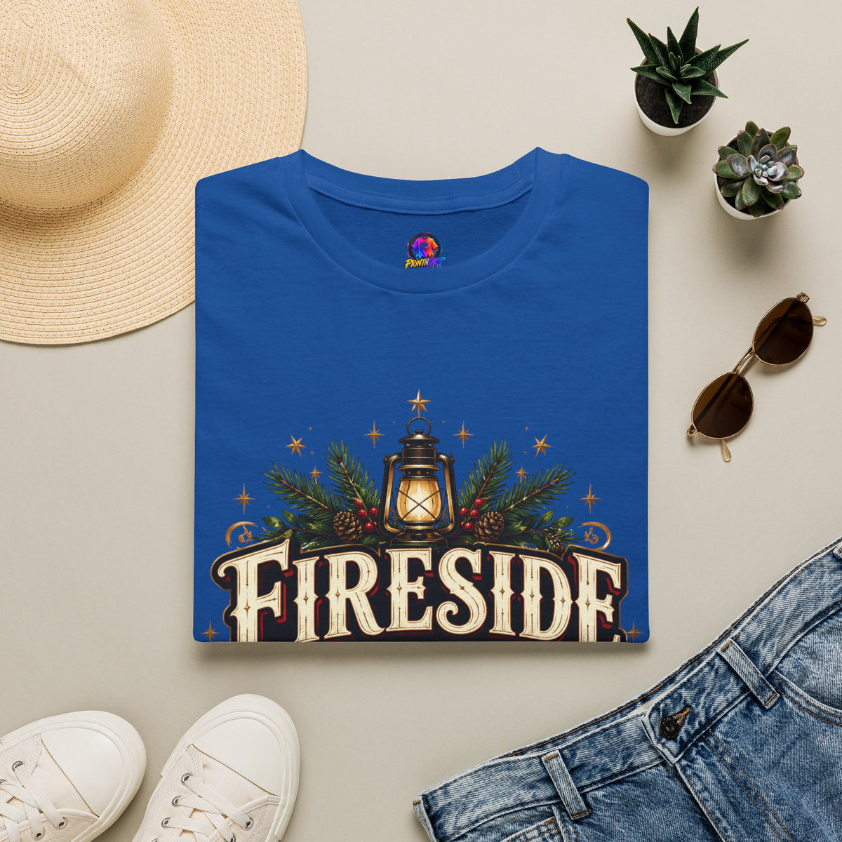 Fireside Festive Club T-Shirt — Cozy Holiday Lantern Graphic Tee