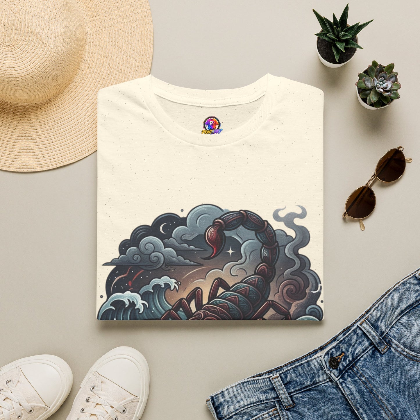 Scorpion Wave T-Shirt — Nautical Tattoo-Inspired Sea Scorpion Design