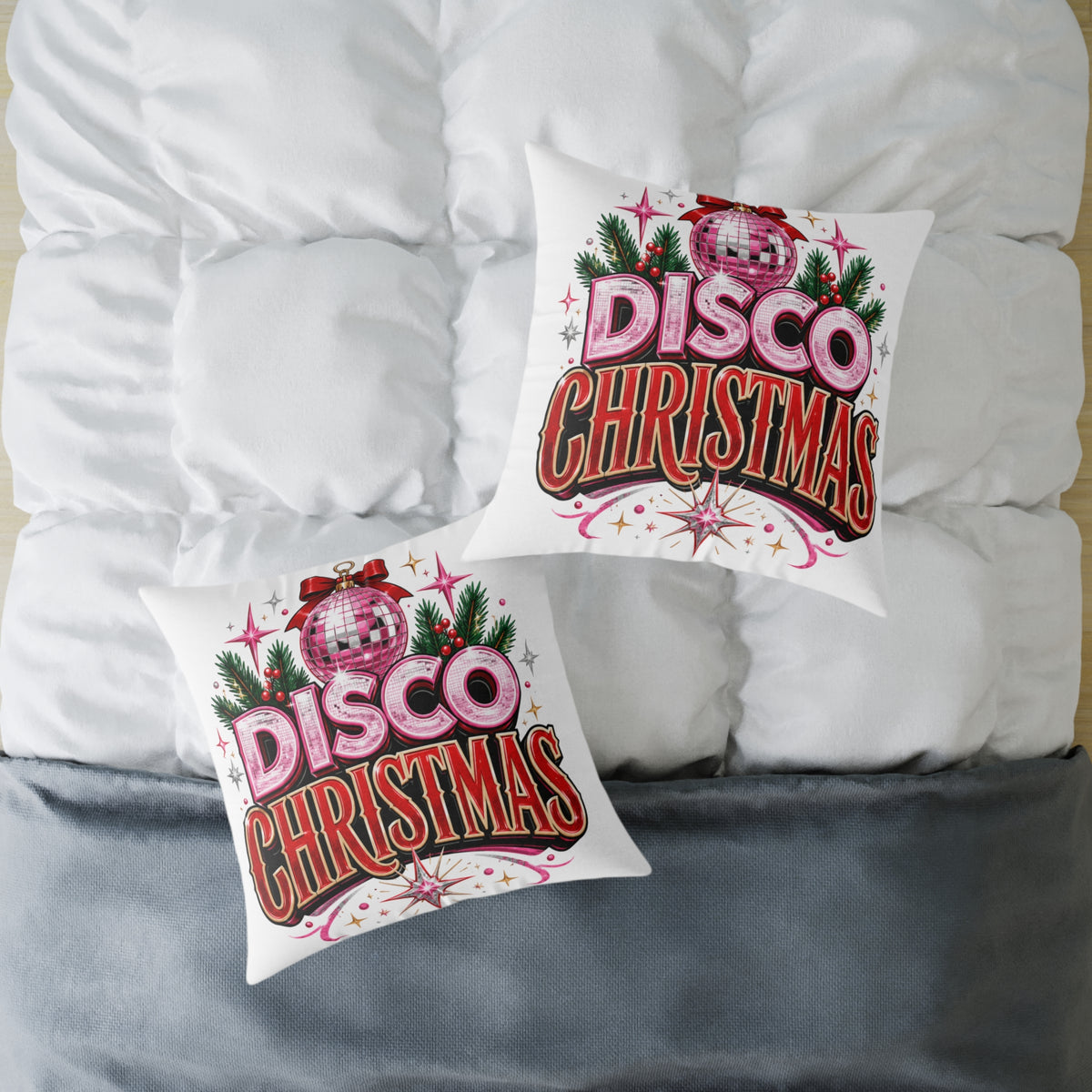 Disco Christmas Throw Pillow – Retro Holiday Disco Ball Decorative Cushion