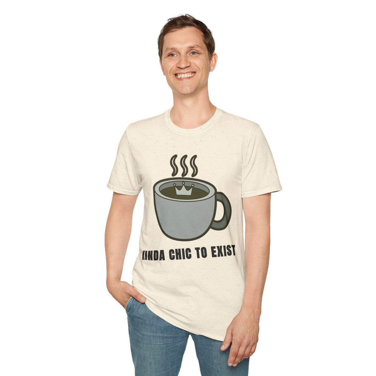 Coffee Mug Graphic T-Shirt — "Kinda Chic to Exist" Casual Tee - Trending Now - September 2026