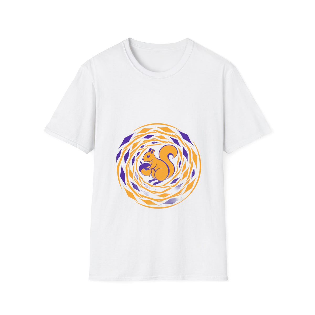 Squirrel Swirl Graphic T-Shirt — Playful Orange & Purple Nature Tee - Trending Now - September 2026