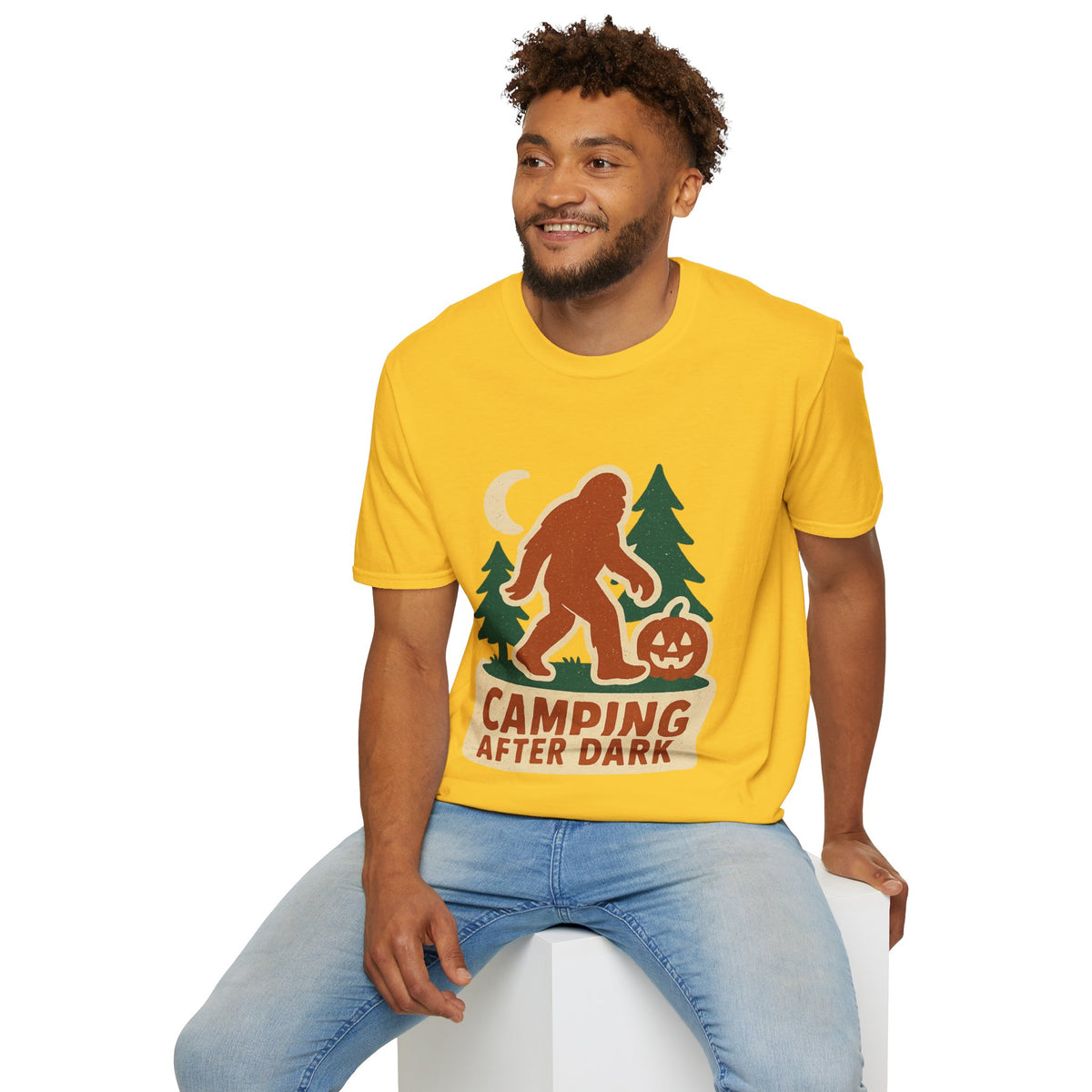 Camping After Dark T‑Shirt — Retro Bigfoot Camp Graphic Tee - Trending Now - August 2026