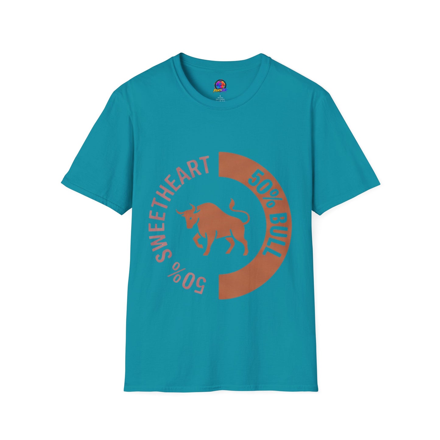 Bull Percentage Graphic T-Shirt — "50% Bull, 50% Sweetheart" Casual Tee
