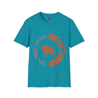 Bull Percentage Graphic T-Shirt — "50% Bull, 50% Sweetheart" Casual Tee
