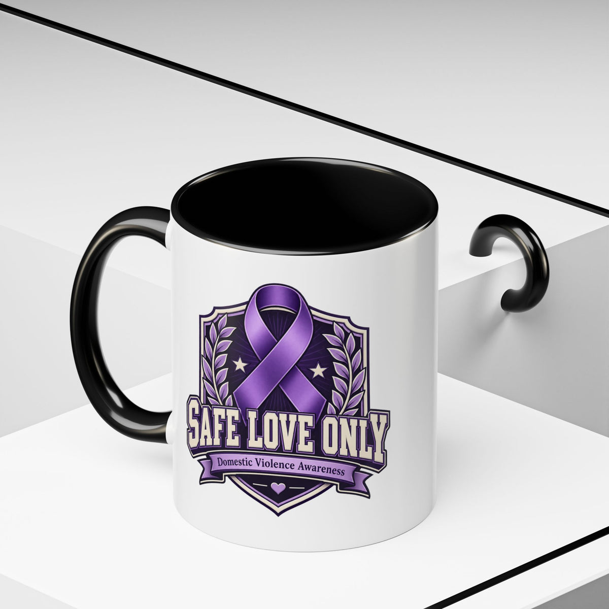 Coffee Mug — "Safe Love Only" Domestic Violence Awareness (Purple Ribbon)