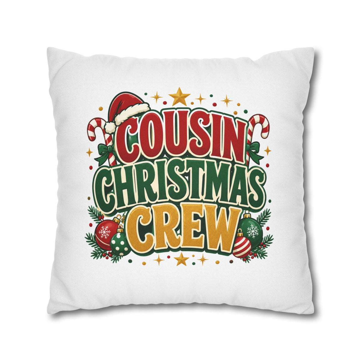 Cousin Christmas Crew Pillow Cover — Festive Holiday Decorative Throw Pillowcase