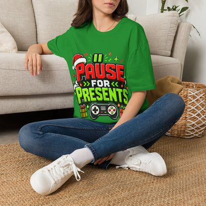 T-Shirt — "Pause for Presents" Christmas Gamer Tee