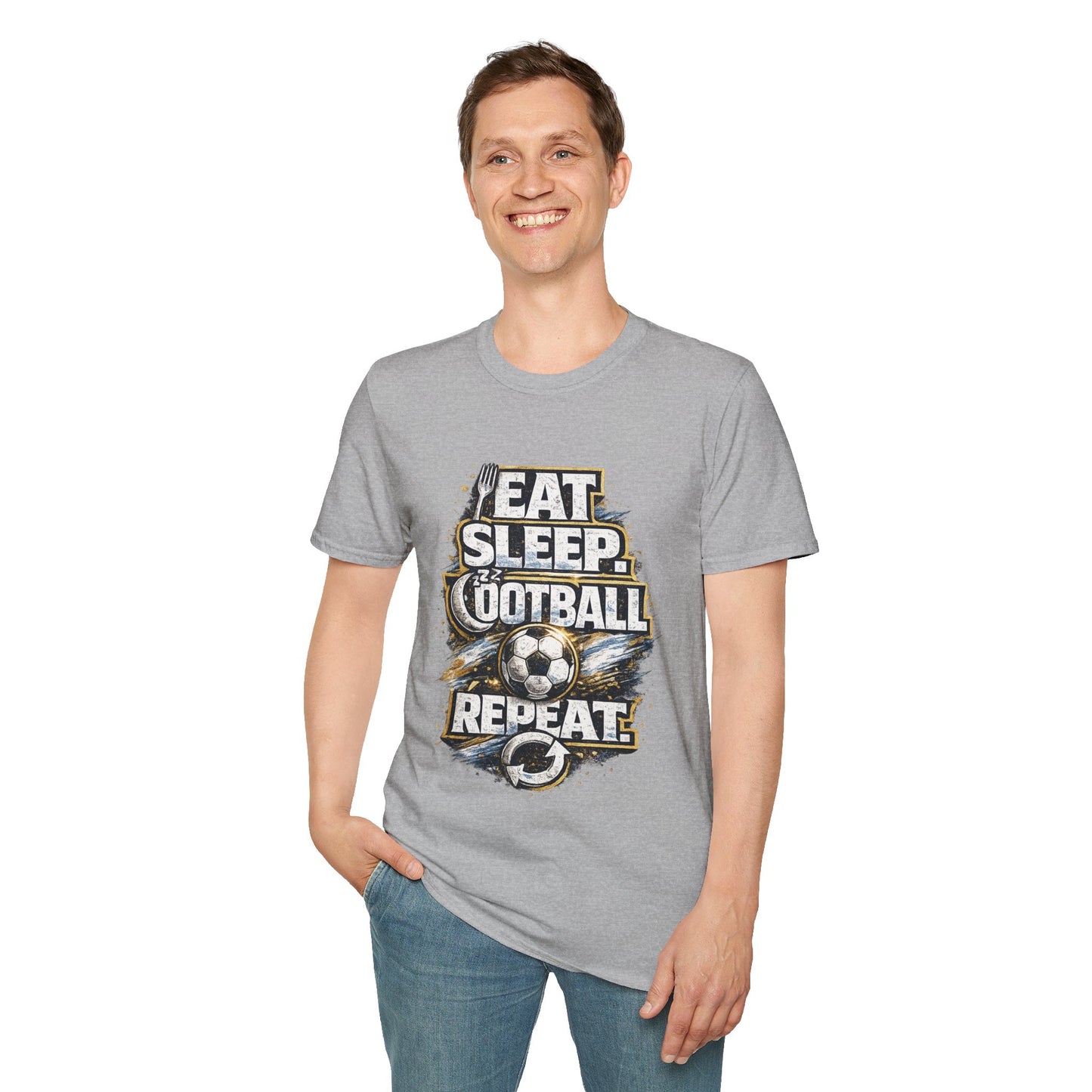Football 'Eat Sleep Football Repeat' T-Shirt — Vintage Soccer Fan Tee