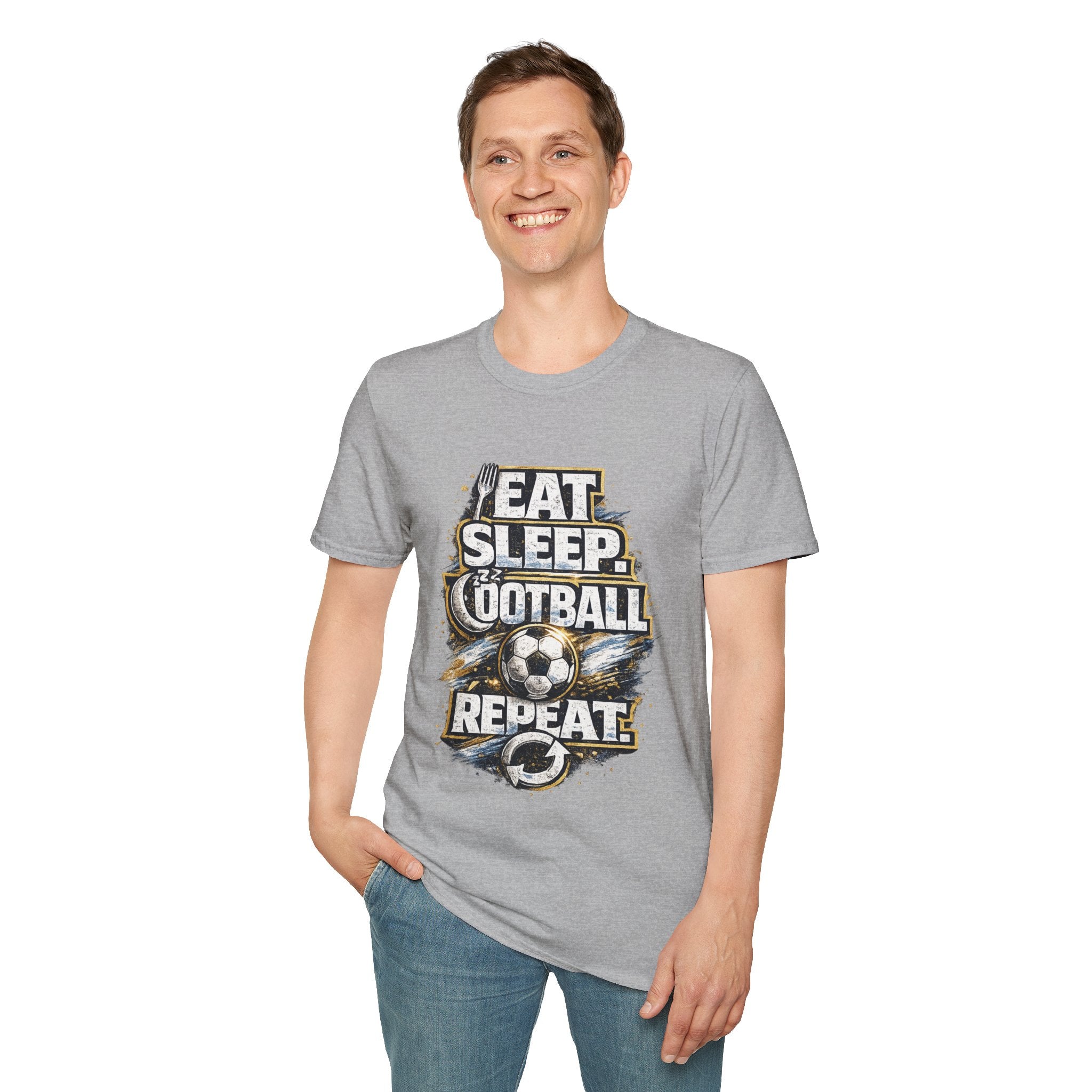 Football 'Eat Sleep Football Repeat' T-Shirt — Vintage Soccer Fan Tee