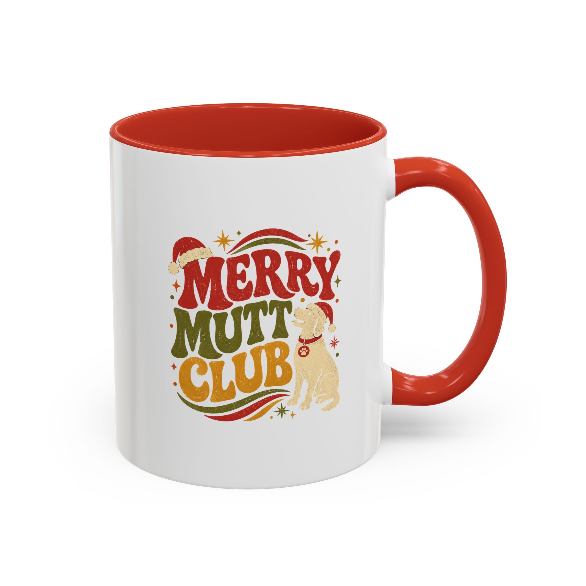 Modern Day Christmas Merry Mutt Club Accent Coffee Mug — Festive Dog Lover Holiday Gift