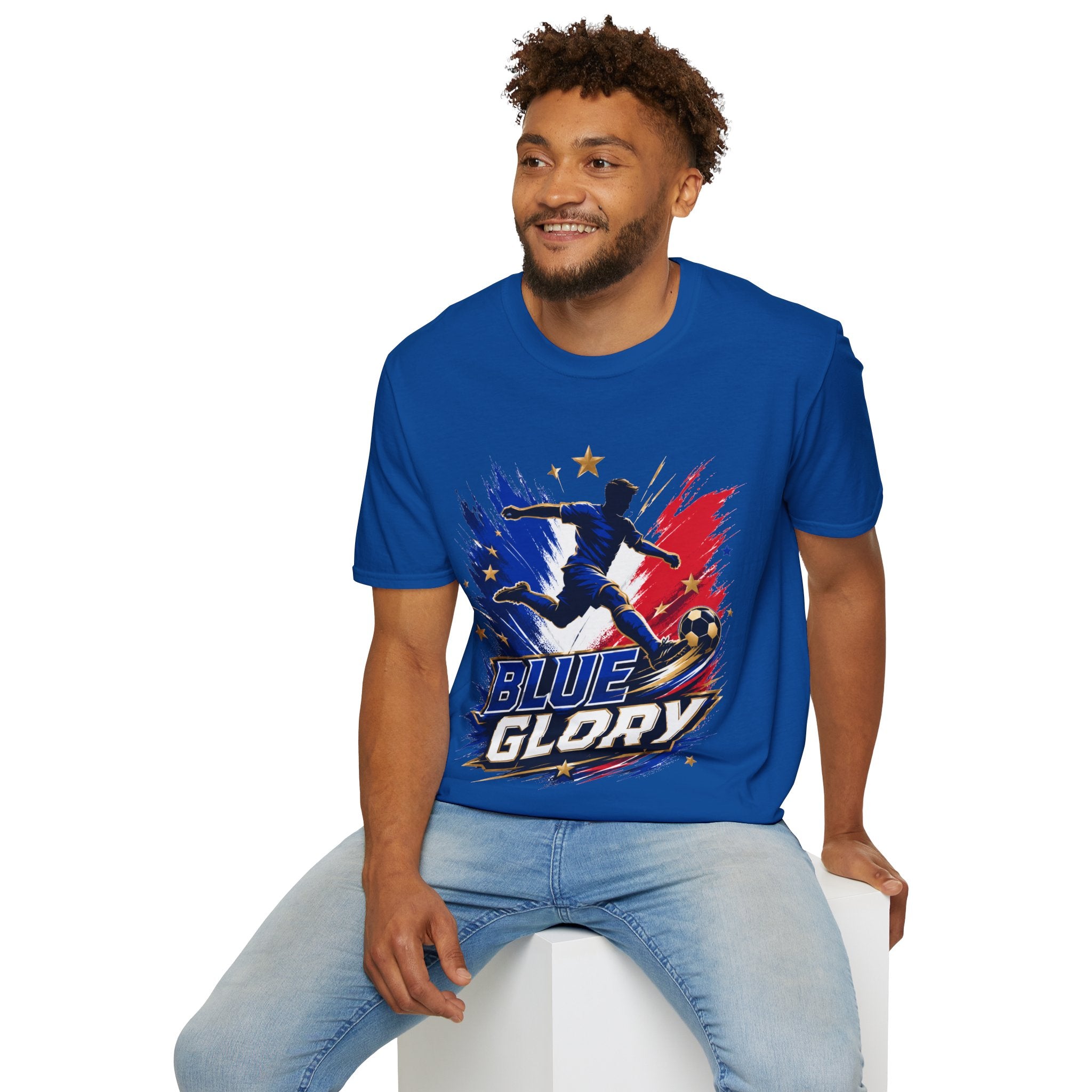 France Soccer T-Shirt — "Blue Glory" Red, White & Blue Player Graphic