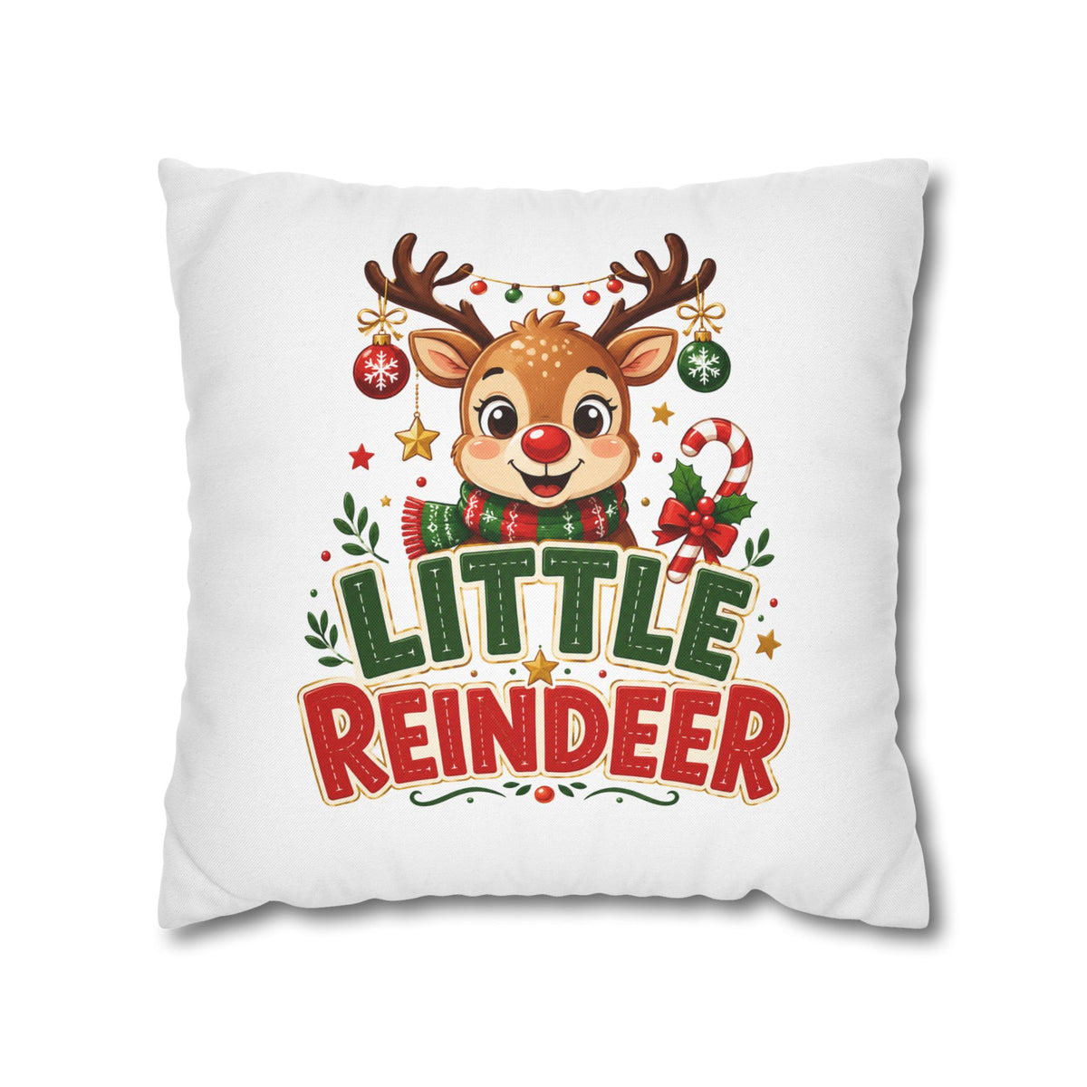 Christmas Little Reindeer Holiday Pillowcase – Cute Christmas Throw Pillow Cover