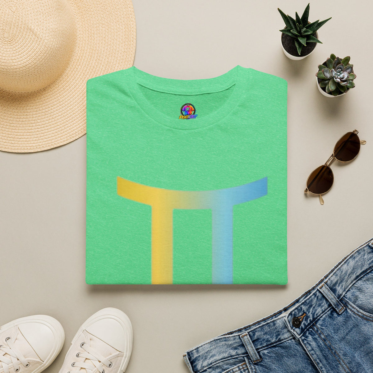 Gemini Drip Zodiac T-Shirt — Rainbow Gemini Symbol Tee