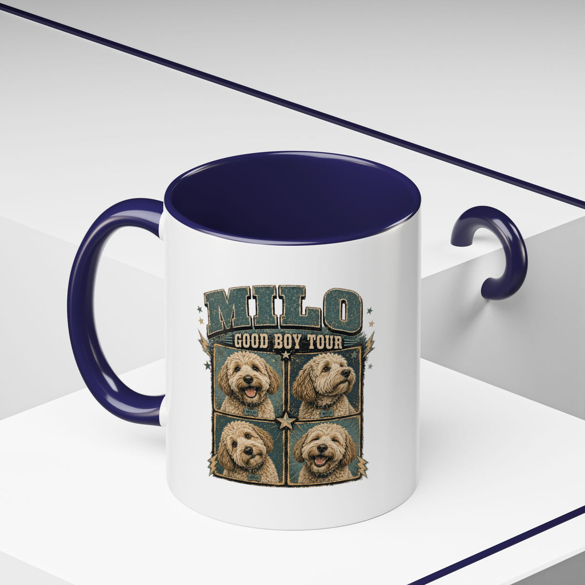 Milo Bailey Dog Dad Mom Milo 'Good Boy Tour' Accent Coffee Mug – Personalized Dog Photo Tribute