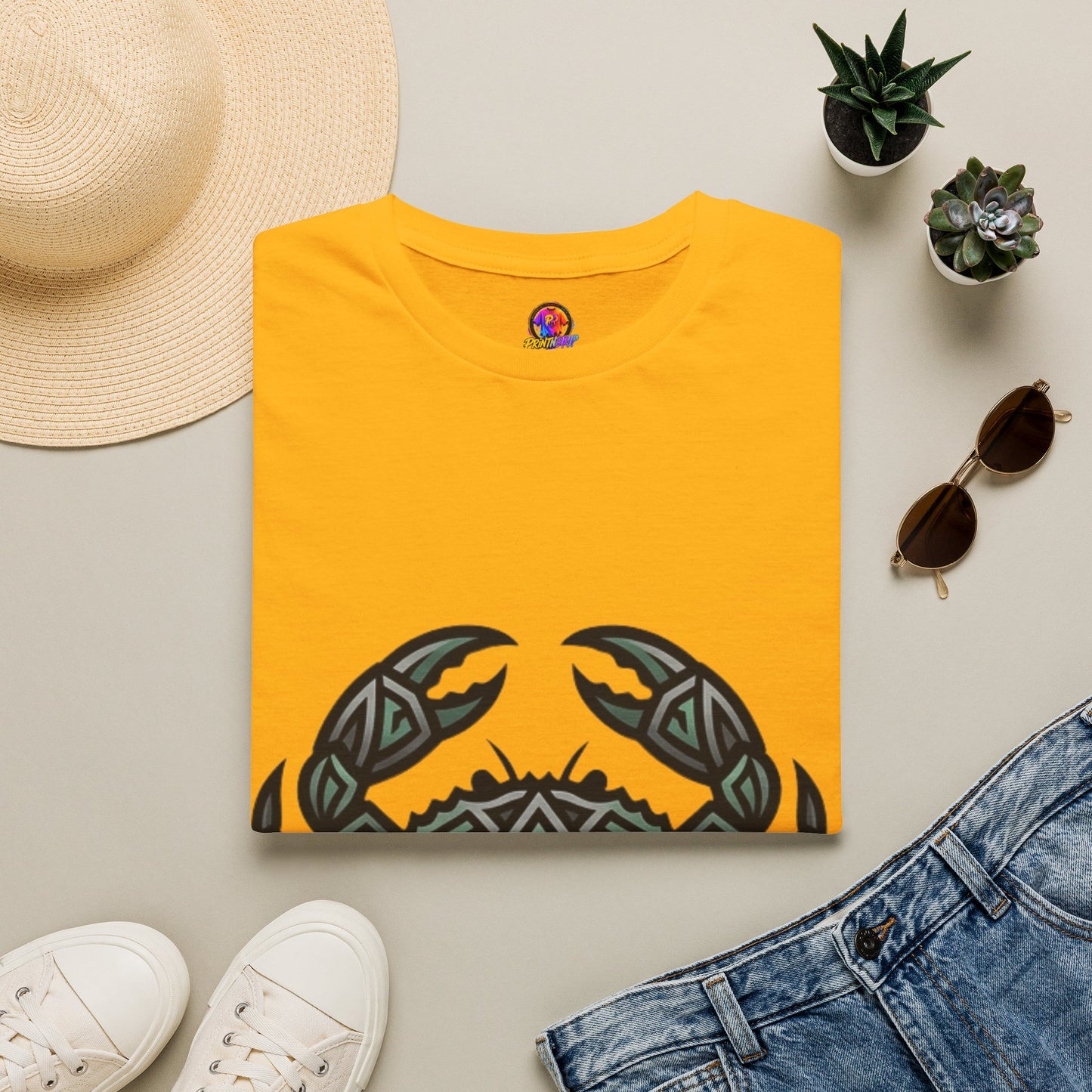 Crab Tribal Graphic T-Shirt — Nautical Beachy Zodiac Style