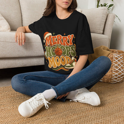 Merry Hoops Mood T-Shirt — Retro Holiday Basketball Christmas Tee