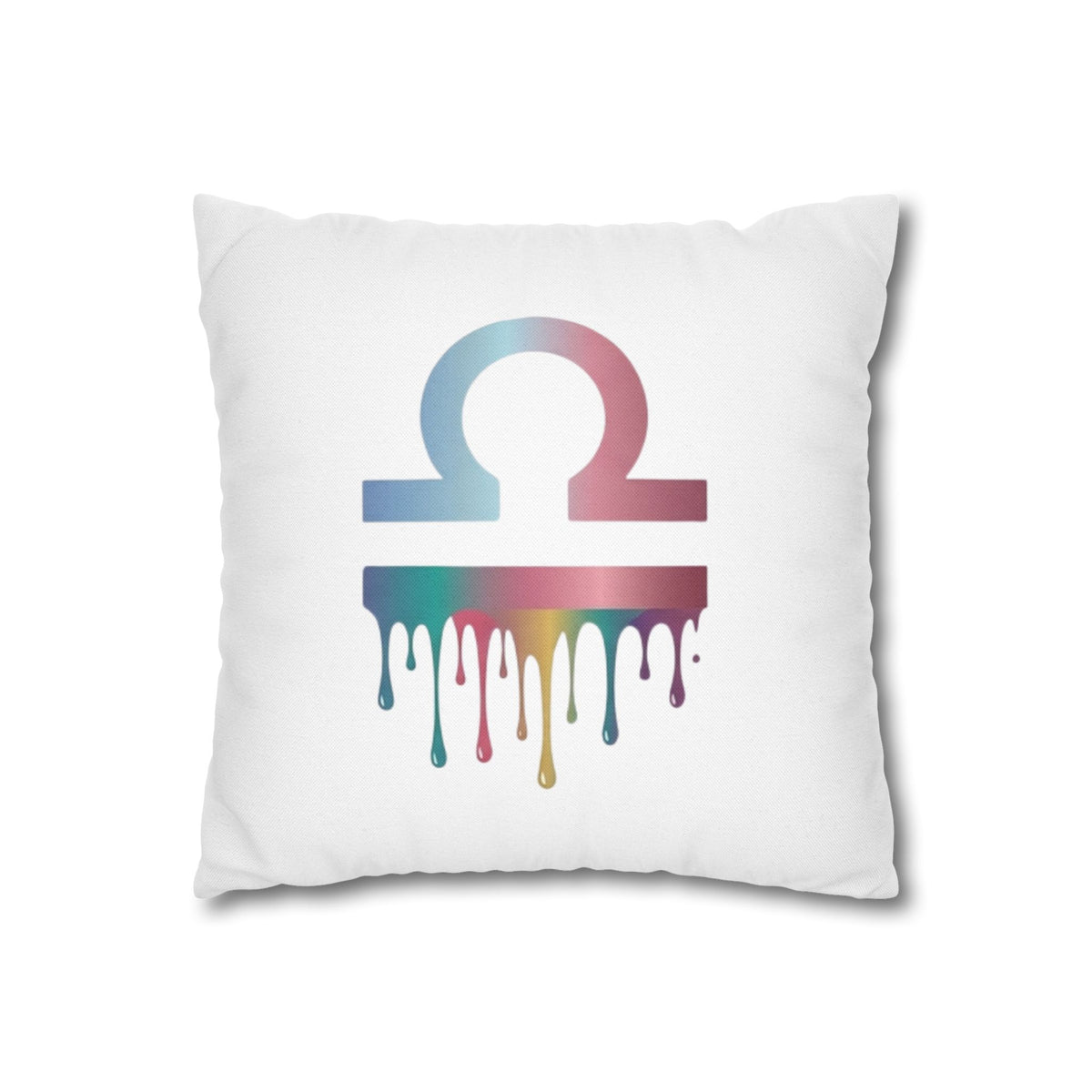 Libra Zodiac Drip Pillowcase — Colorful Astrology Square Throw Pillow