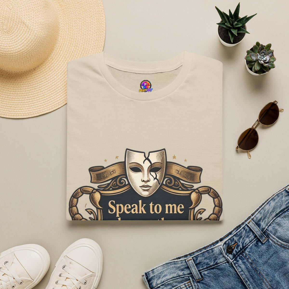 Speak to Me Mask T‑Shirt — 'Speak to me honestly...' Zodiac Scorpio Graphic Tee