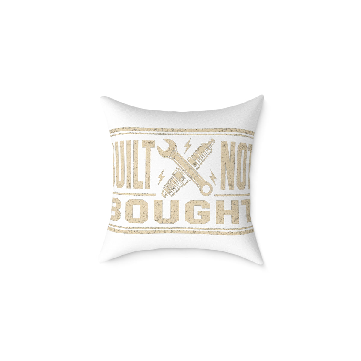 Built Not Bought Throw Pillow Milo Bailey Dog Dad Mom— Rustic DIY Mechanic Accent Cushion