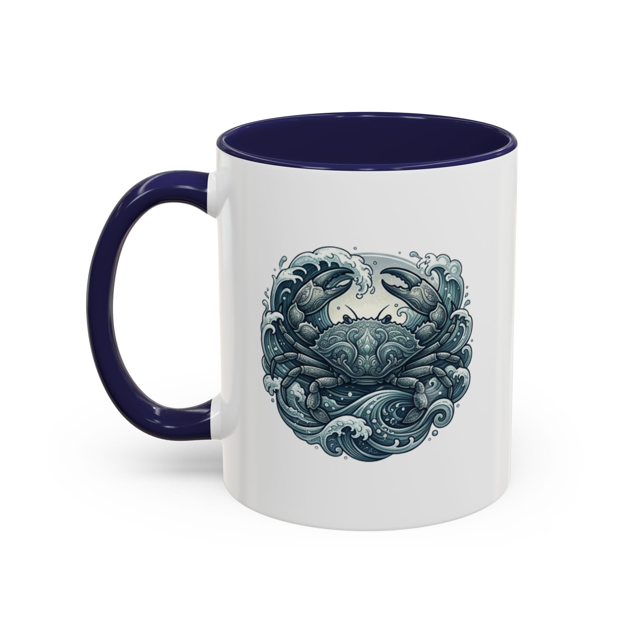 Crab Wave Accent Coffee Mug — Nautical Ocean Art