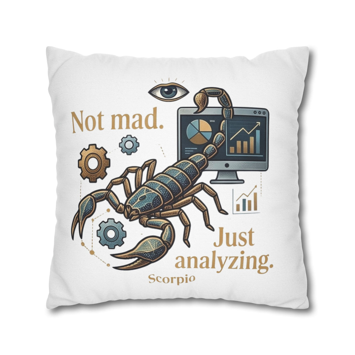 Scorpio Pillowcase - "Not Mad. Just Analyzing." Astrology Scorpion Decorative Pillow