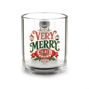 Christmas Glass Mug 10 oz Very Merry Club Glass Mug — 10oz Holiday Coffee Tea Cup
