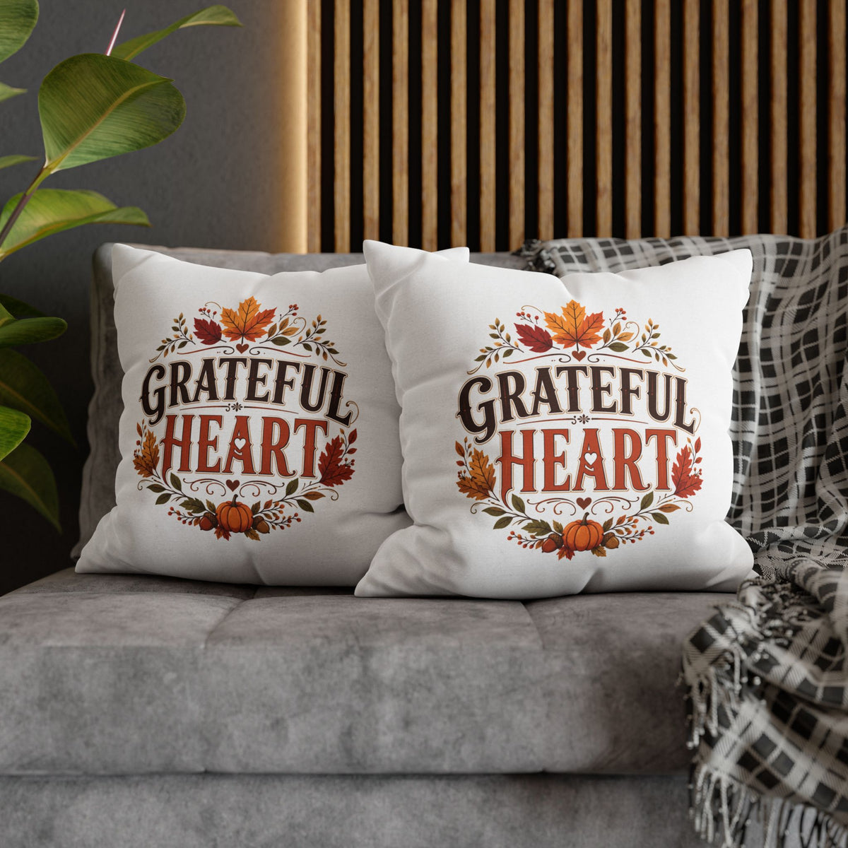 Thanksgiving Grateful Heart Fall Pillowcase - Thanksgiving Autumn Decorative Throw Cover
