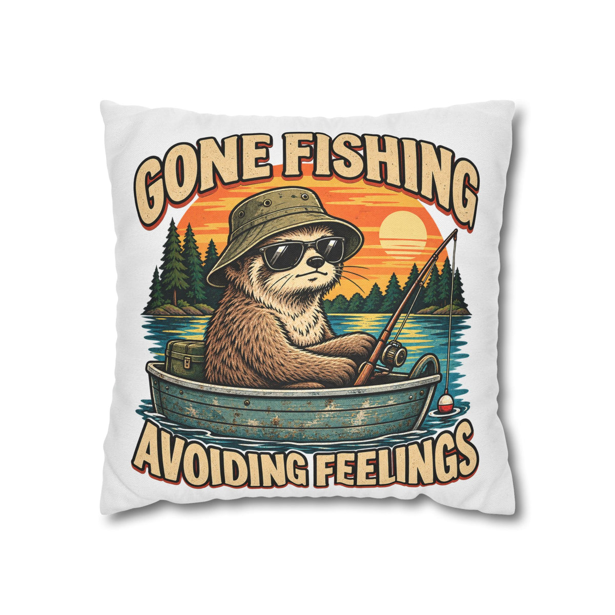 Funny Gone Fishing Avoiding Feelings Decorative Pillowcase