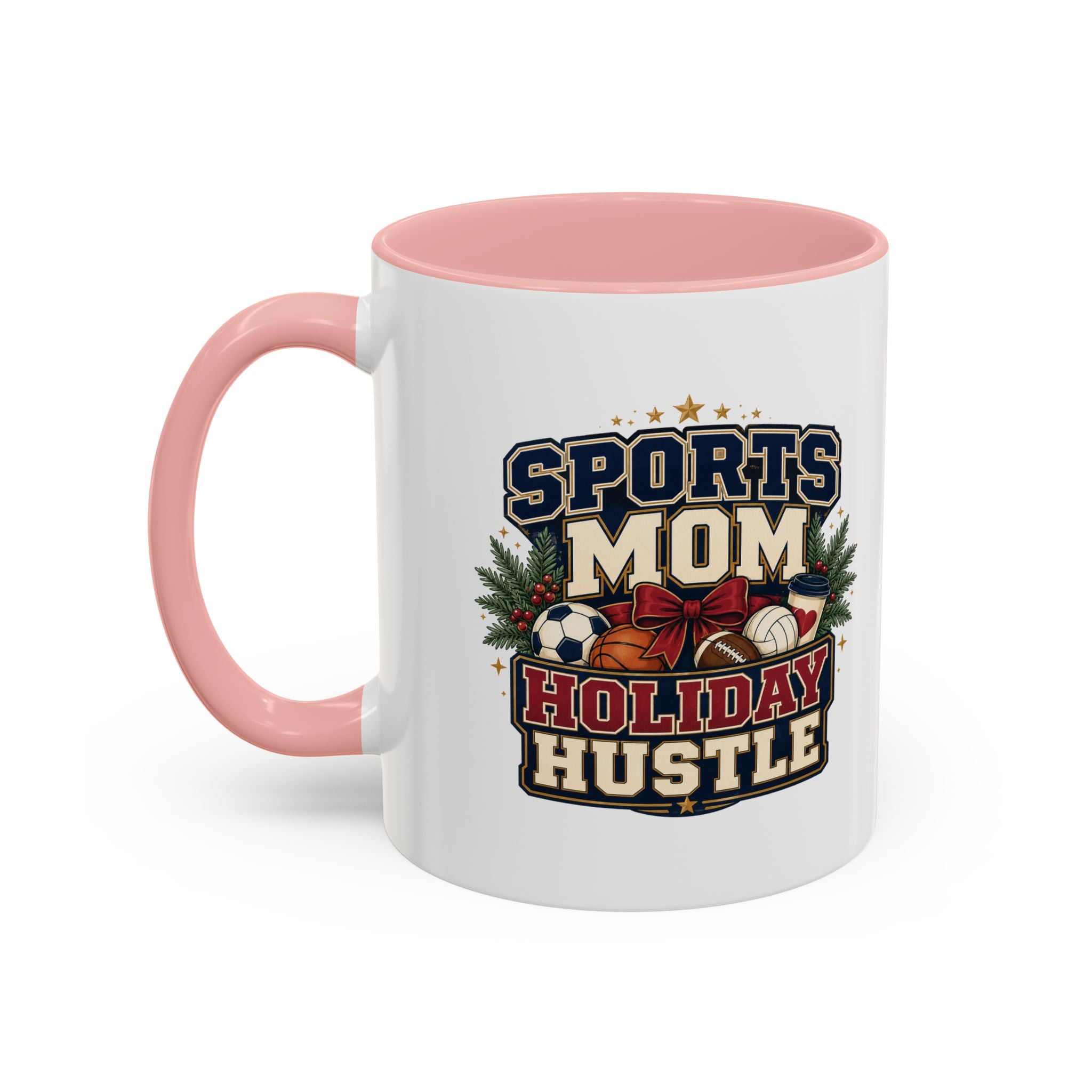 Modern Day Christmas Sports Mom Holiday Hustle Accent Coffee Mug – Christmas Sports Mom Gift