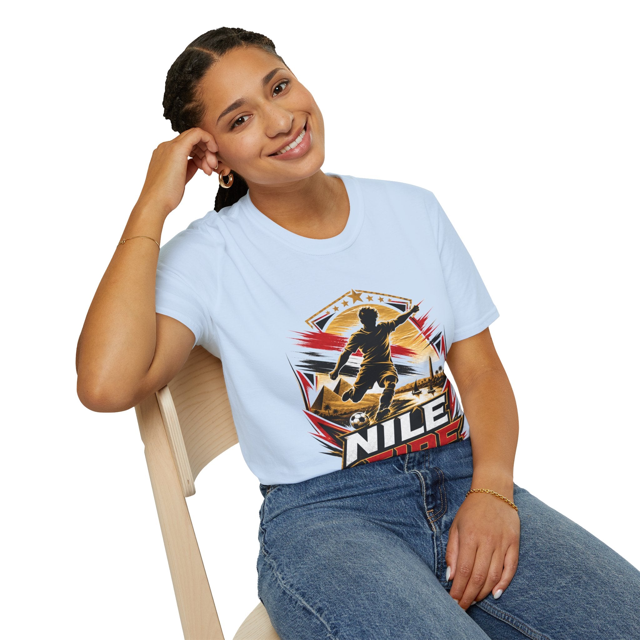 Egypt Soccer Player Nile Fire Graphic T-Shirt — Retro Athletic Team Tee
