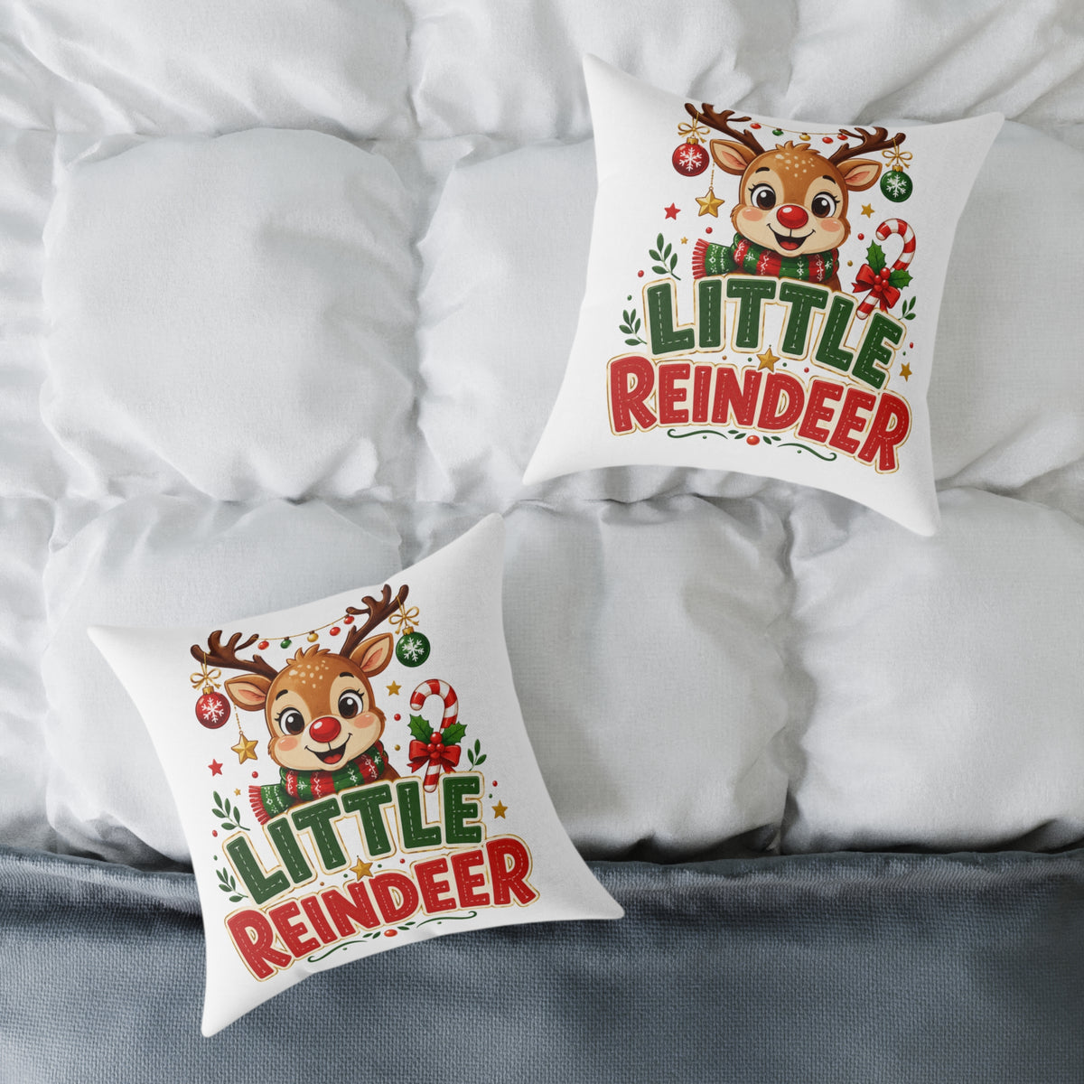 Little Reindeer Christmas Throw Pillow - Cute Kids Holiday Decor