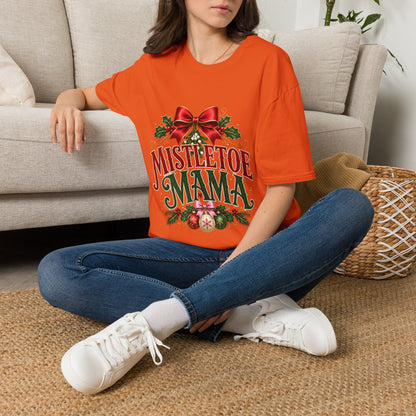 Mistletoe Mama T-Shirt — Festive Christmas Holiday Tee with Bow & Holly