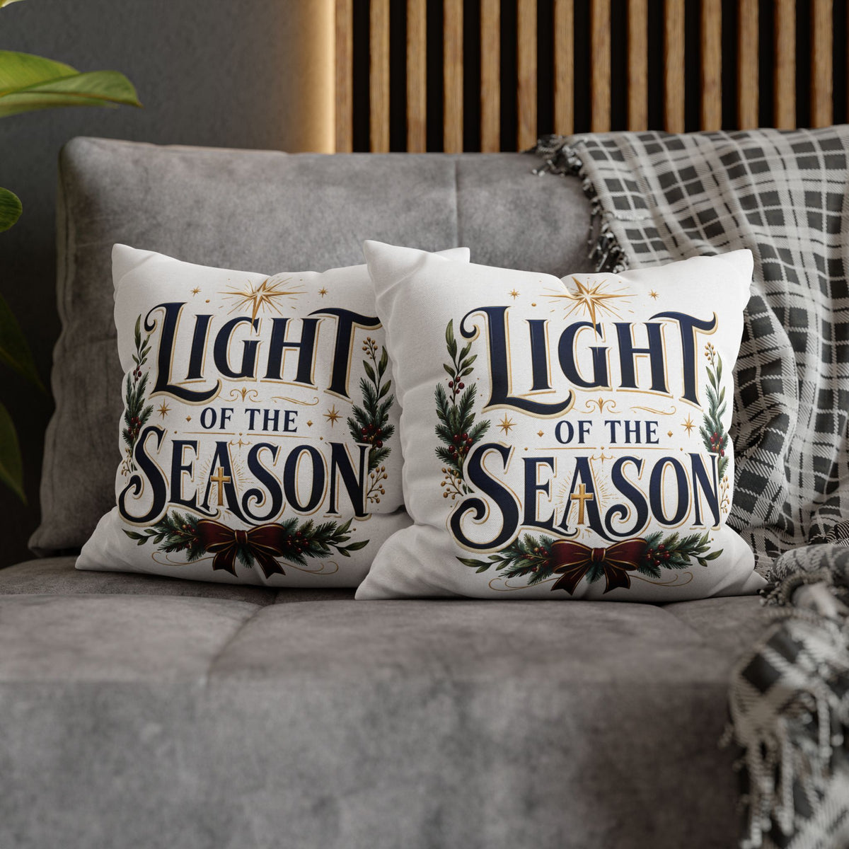 Christmas Holiday Throw Pillowcase— "Light of the Season" Decorative Cushion