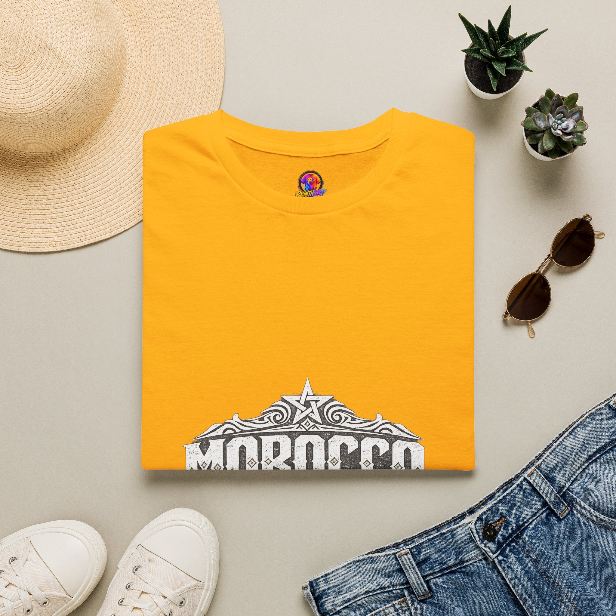Morocco Vintage Graphic T-Shirt — Travel Tee with Ornamental Crest