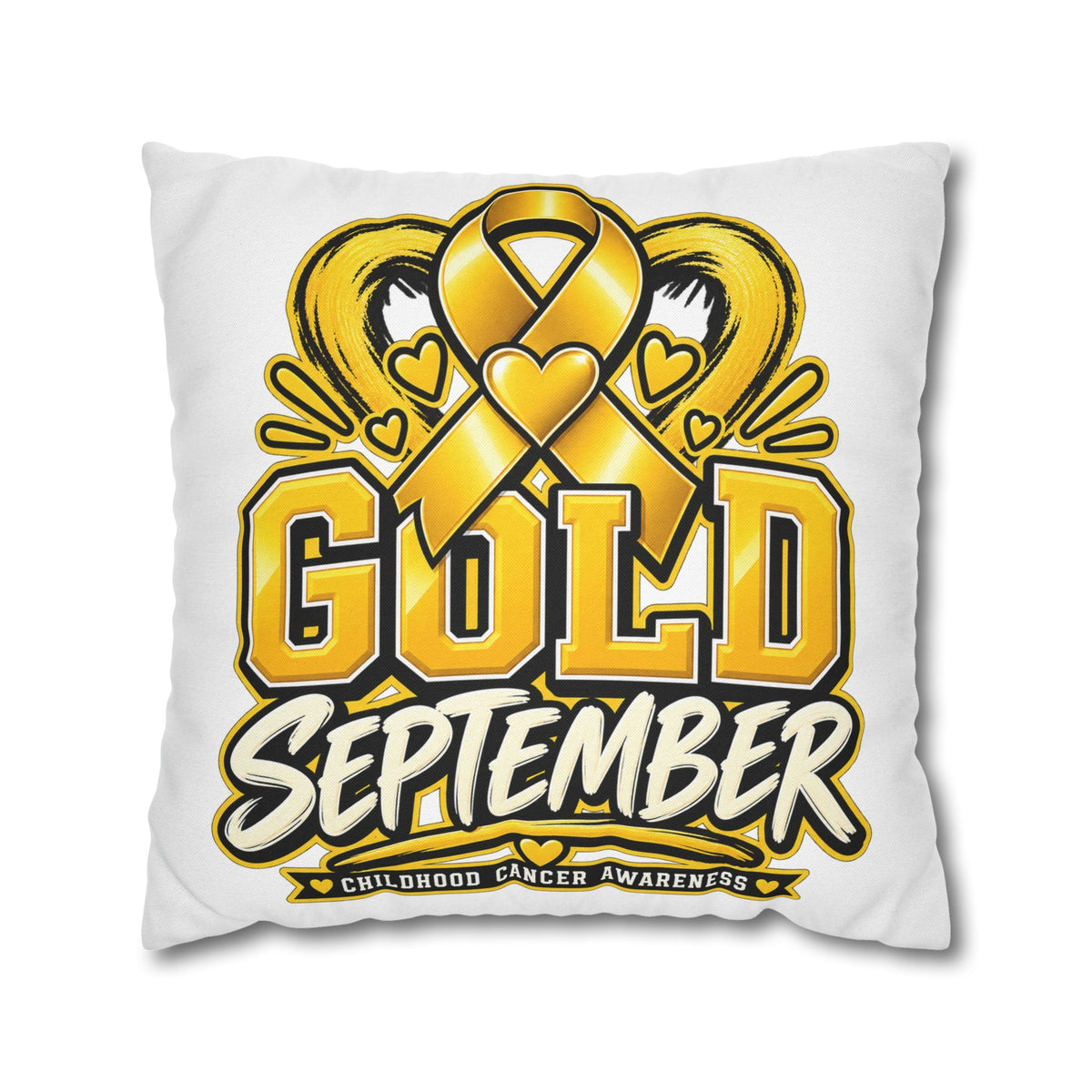 Gold September Pillowcase — Childhood Cancer Awareness Cushion Cover