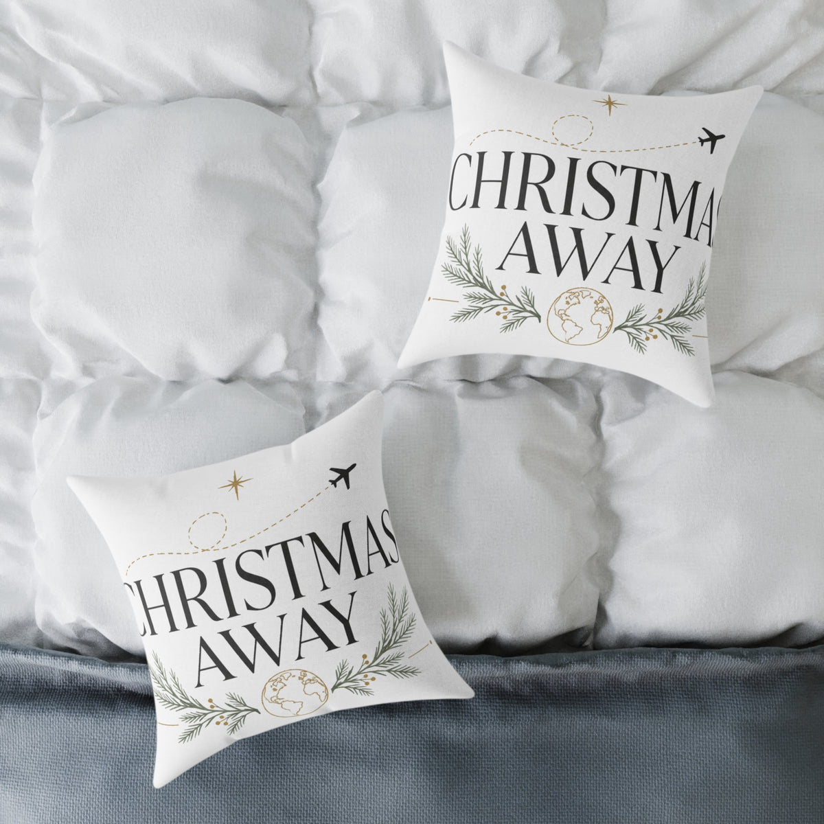 Christmas Holiday Travel Pillow | "Christmas Away" Decorative Throw Cushion