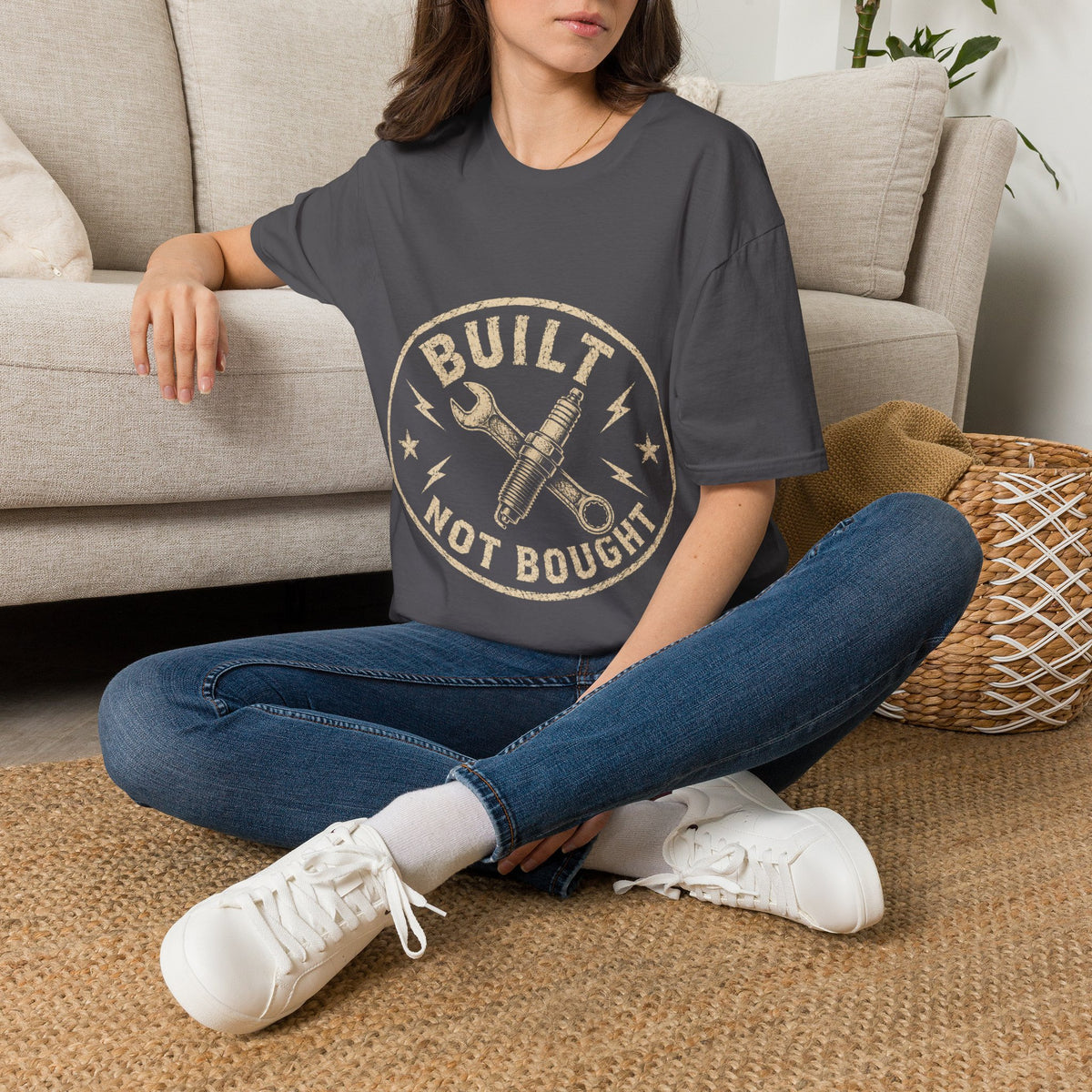 T-Shirt — "Built Not Bought" Vintage Mechanic Graphic