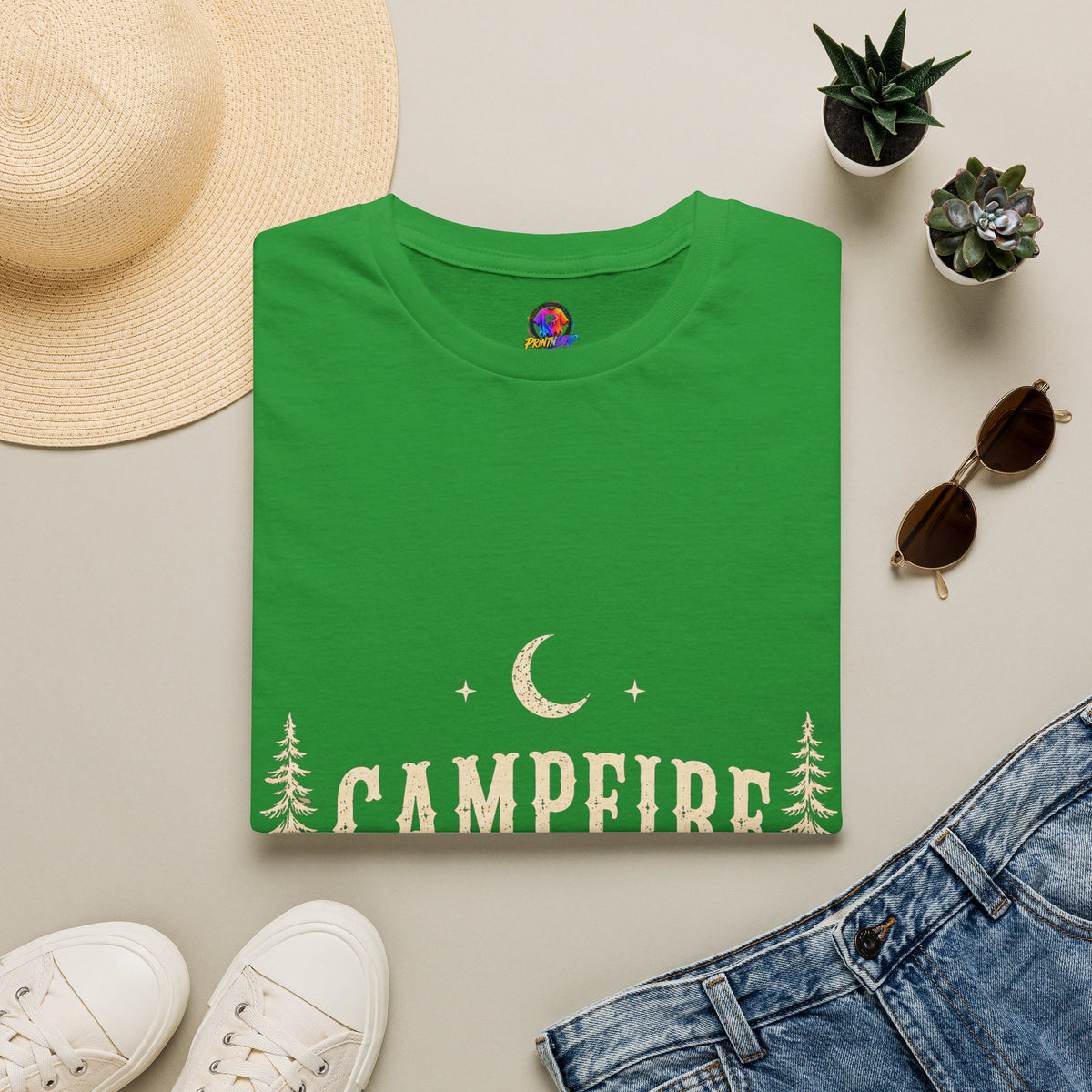 Campfire After Dark T-Shirt — Moonlit Camping Graphic Tee