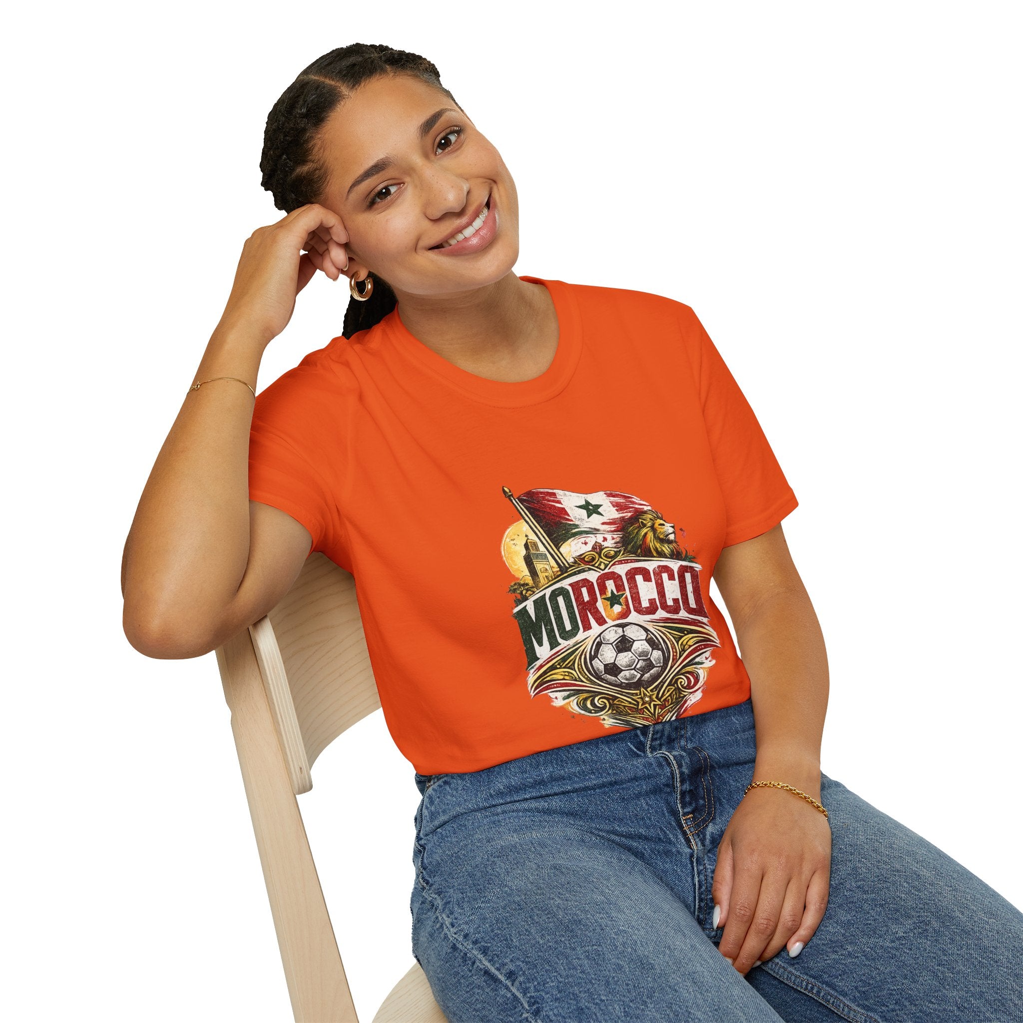 Morocco Soccer T-Shirt — Vintage Flag & Lion Football Tee