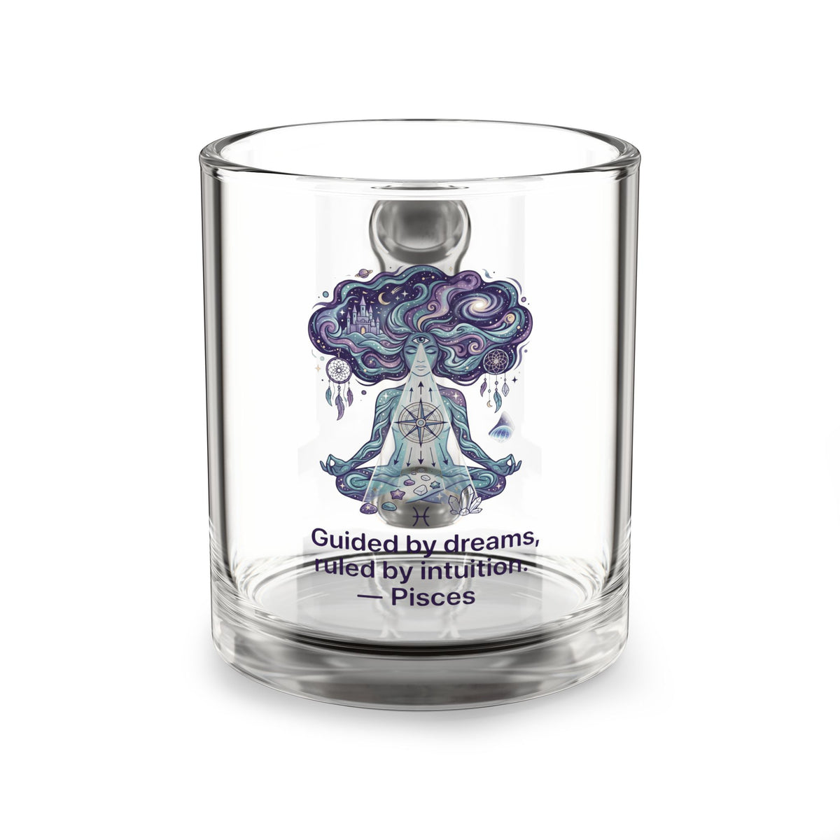 Pisces Glass Mug – Guided by Dreams, Led by Intuition Zodiac Coffee Cup (10 oz)