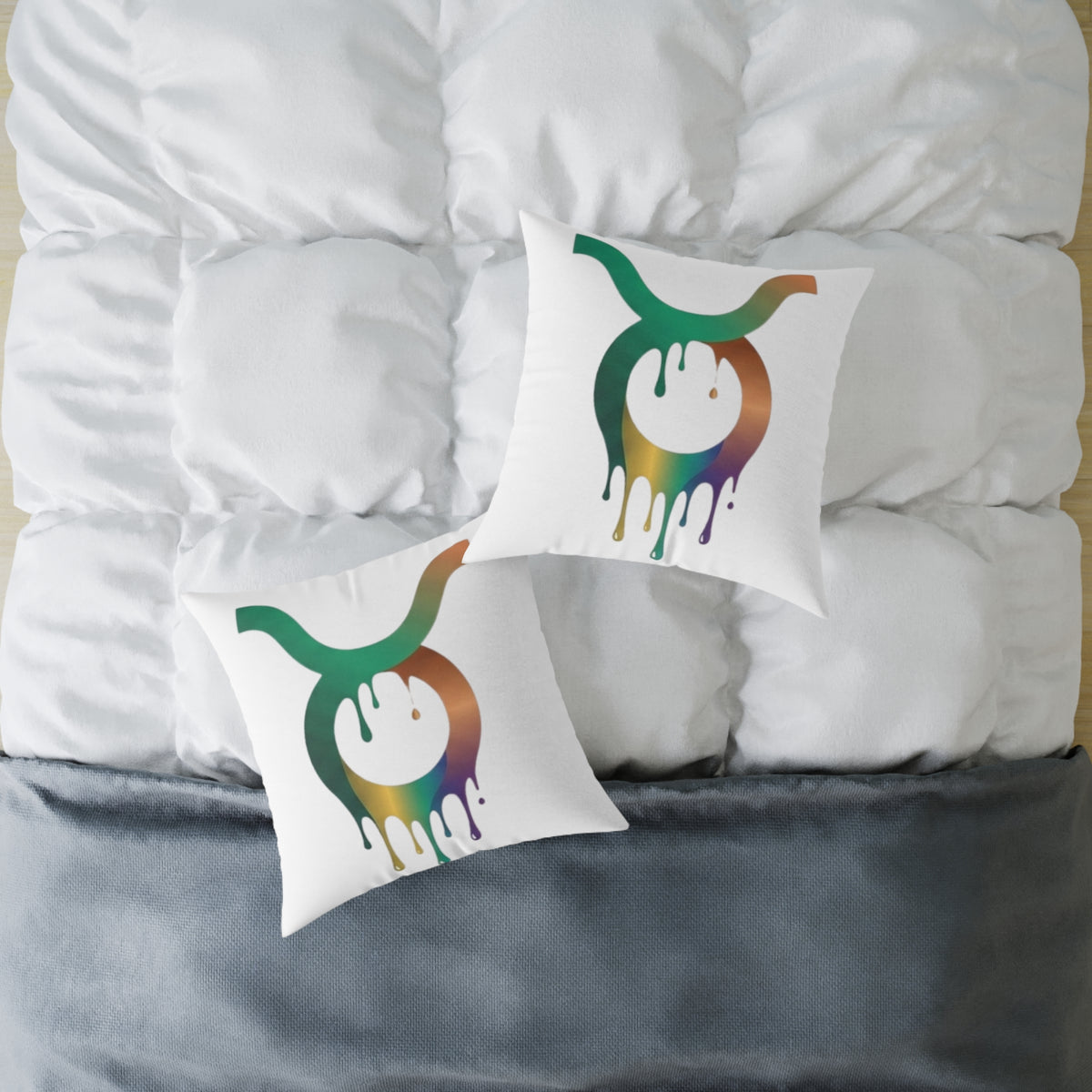 Zodiac Dripping Taurus Astrological Square Poly Canvas Pillow