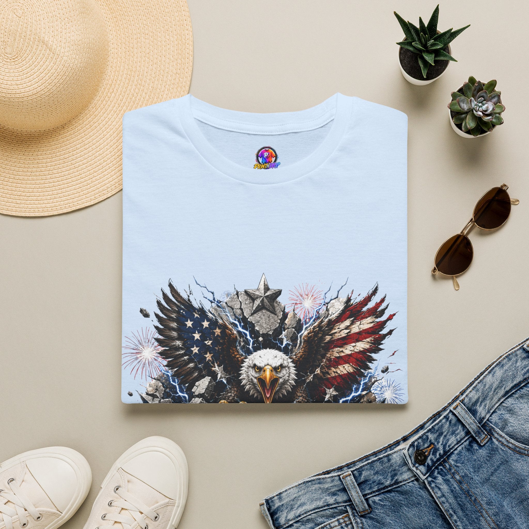 Patriotic Eagle T-Shirt — "The Republic Still Roars" | American Flag Graphic