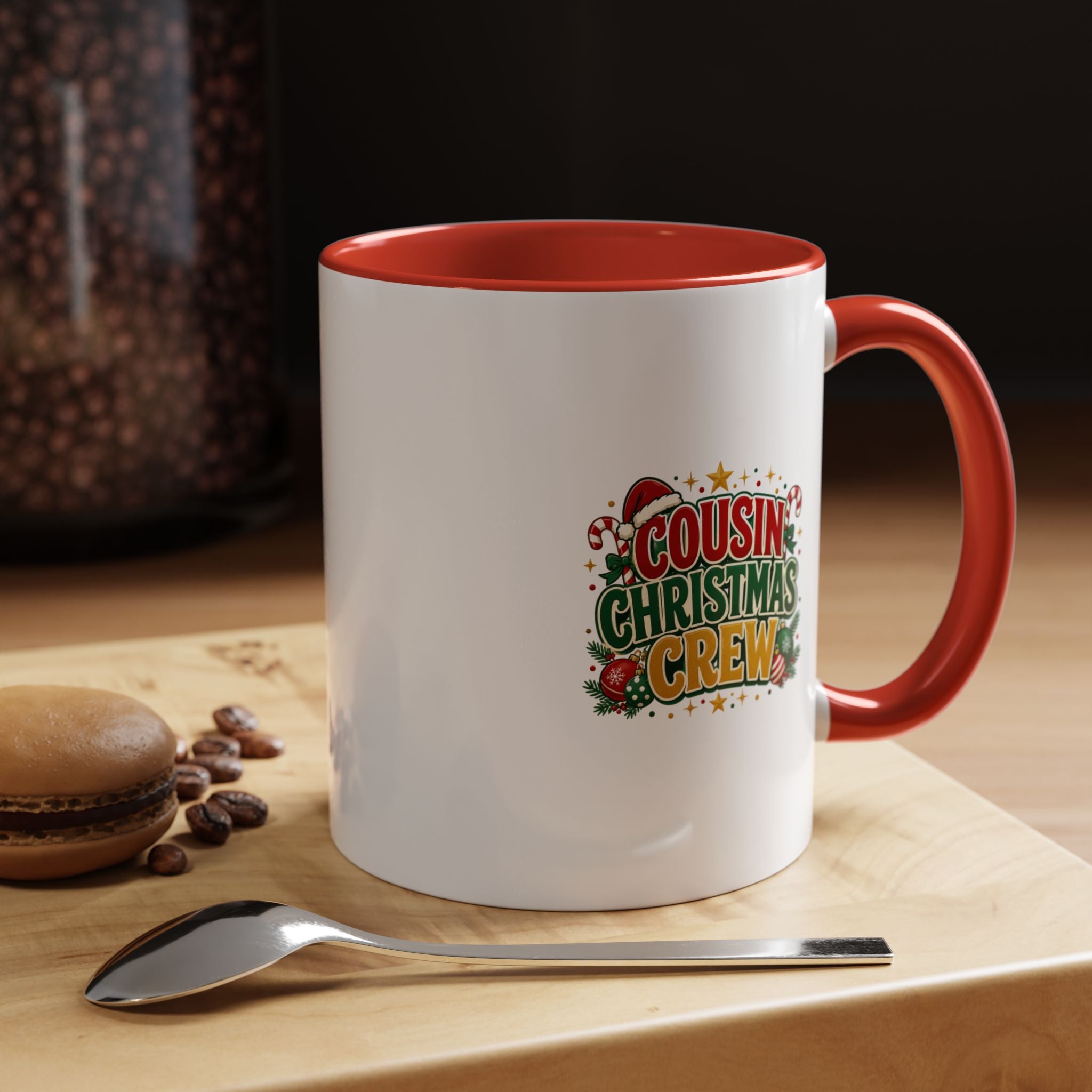 Cousin Christmas Crew Accent Coffee Mug — Holiday Family Christmas Coffee Cup