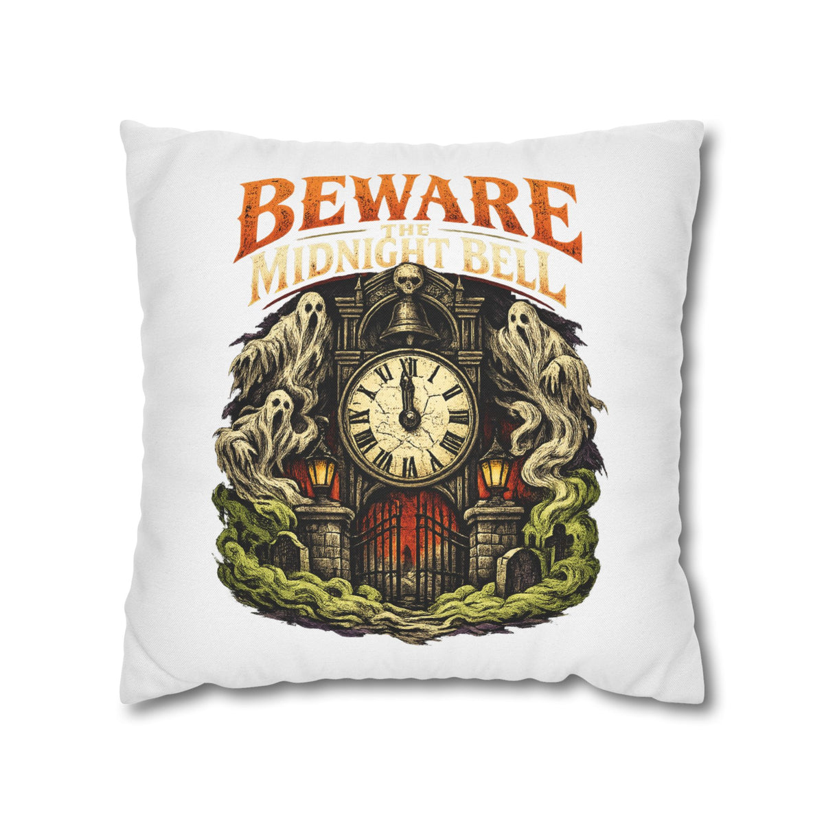 Halloween Beware Midnight Bell Decorative Pillowcase