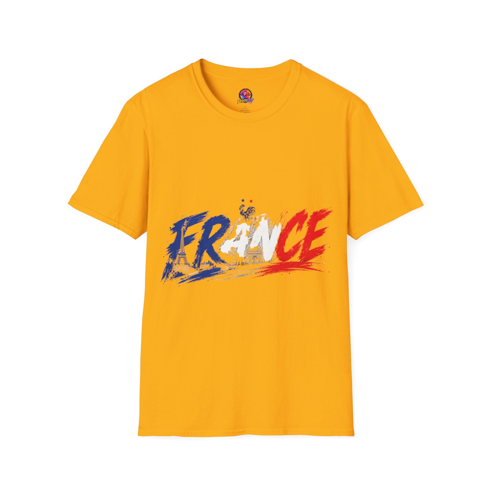 France Brushstroke Graphic T-Shirt — Tricolor Soccer/Travel Fan Tee
